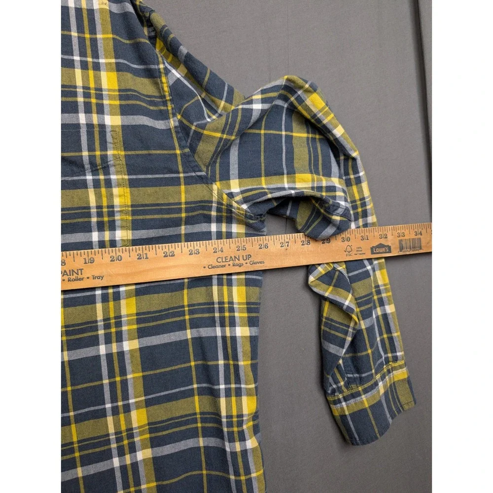 Banana Republic Mens XXL Blue Yellow‎ Plaid Ultra Soft Flannel Untucked Slim